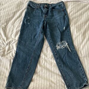Buffalo David Bitton Blue Distressed Straight Leg mom Jeans